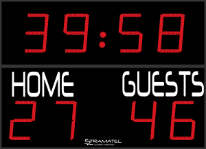 Stramatel FRC outdoor multisport scoreboard with timer and score display