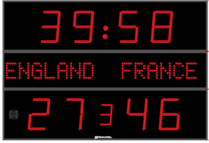 Stramatel FRC AD outdoor football rugby hockey scoreboard with timer and team names