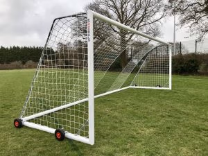Wheeled freestanding football goals for sports facilities
