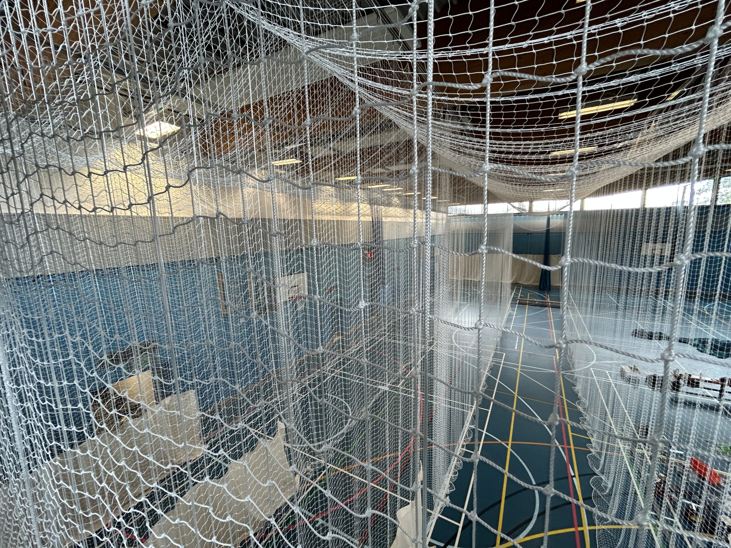 Cricket bays installed in a sports hall