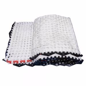 Trampoline replacement bed with webbing and anchor bars