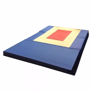 Double mini tramp landing mats with competition markings