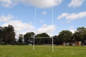 hinged steel rugby goals