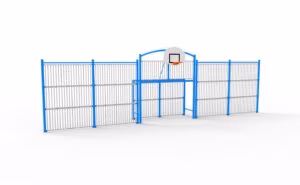 multi-sport pediment Classic 12 installation with basketball hoop and football goal at school sports facility