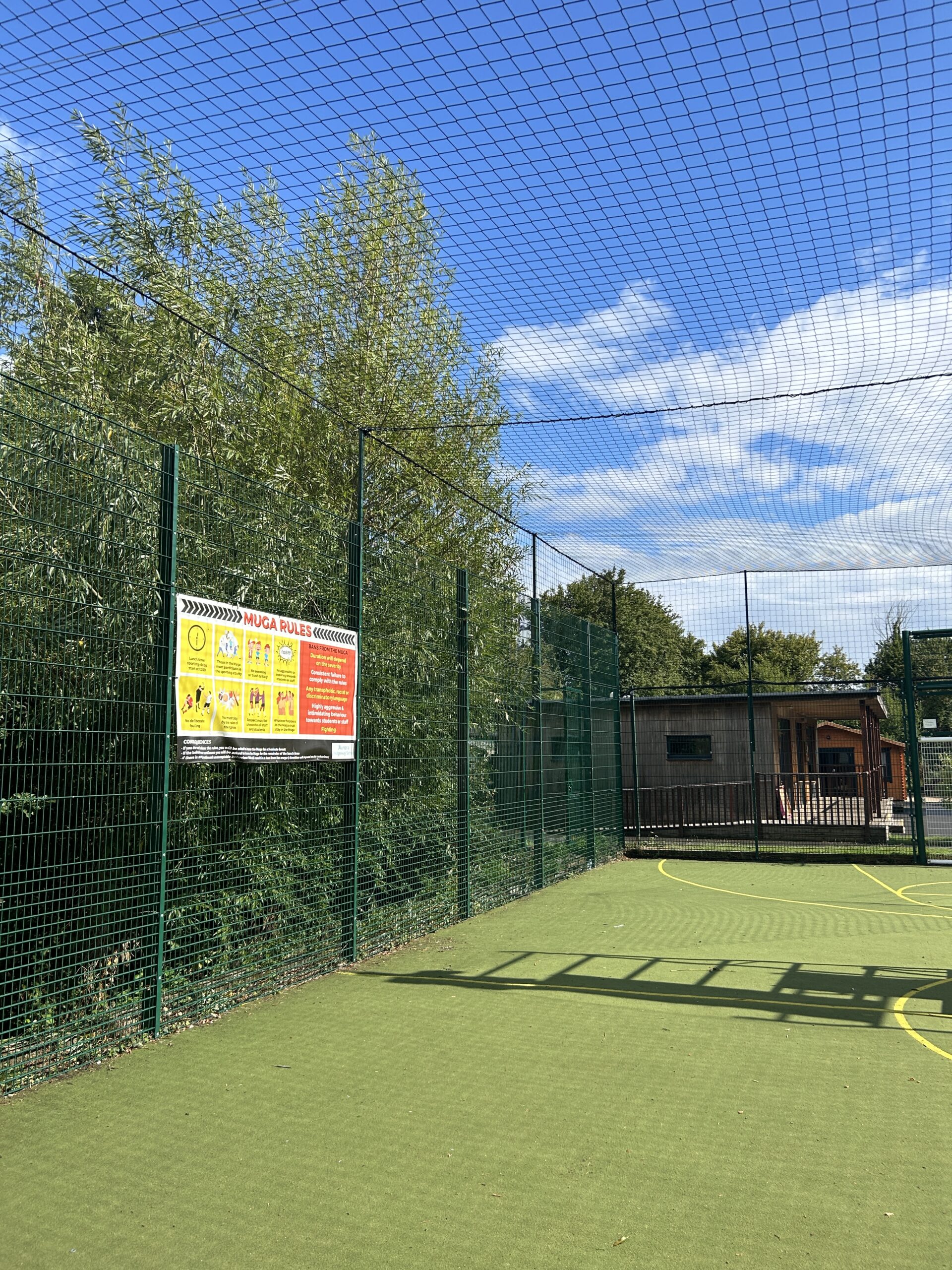 Multi use games area ball stop netting