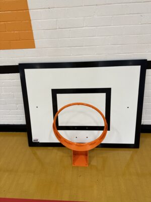 Practice basketball goal set with chipboard backboard and heavy duty ring