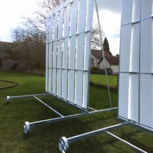 Club cricket sight screen with galvanised steel frame