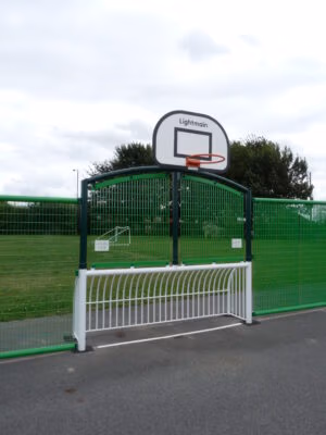 Mini goal end sports fencing system
