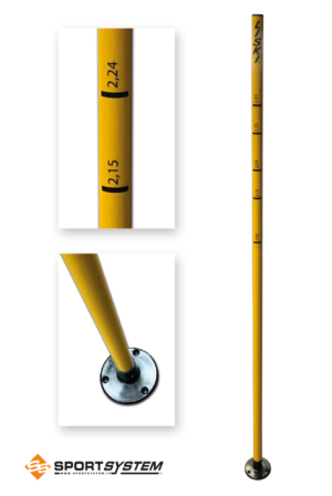 Plastic volleyball net height measurer used for setting up a volleyball net inside a sports hall