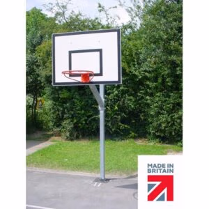 Adjustable height basketball post with polypropylene backboard