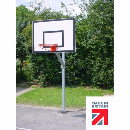 Adjustable height basketball post with polypropylene backboard