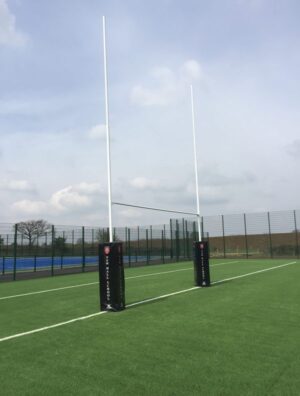 Aluminium rugby posts with powder coated finish