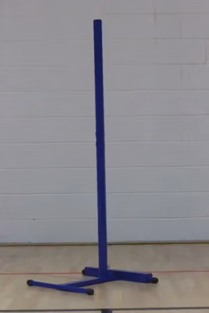 Heavy duty badminton posts with detachable 50mm steel uprights and wheel-away bases